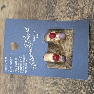 Universal Threads Semi-Precious Stone WOMENS Earrings Hoops Gold Nickel Free